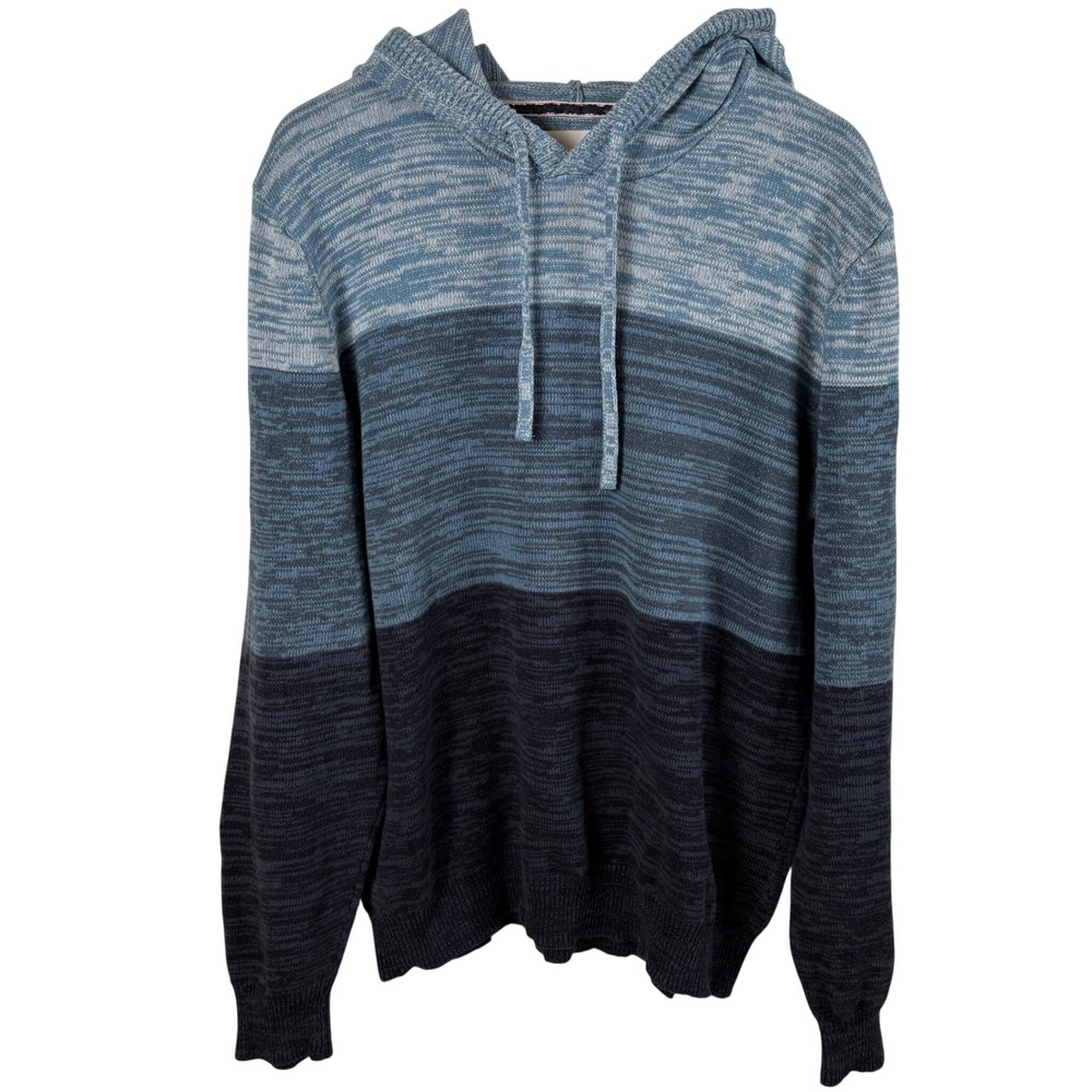 Sun + Stone Mens XXL Blue Ombre Stripe Colorblock Hoodie Sweater Streetwear‎